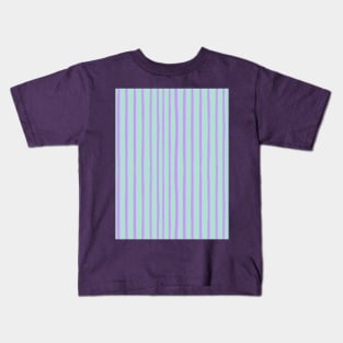 Purple and Mint Green Brush Stroke Stripes Kids T-Shirt